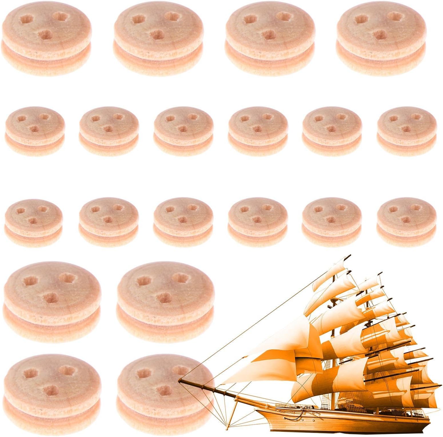 Wooden Pulley | Small Model Shipways Blocks | 20x Portable Ship Model Building Kit, Wooden Sailing Boat Accessories For Men, Women