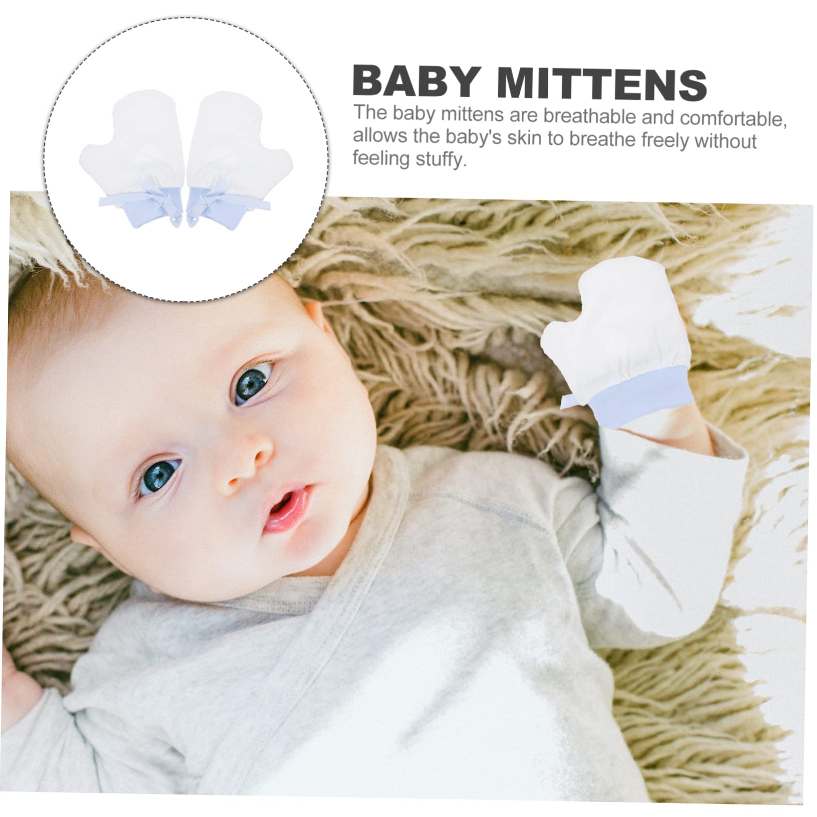 Didiseaon 1 Pair Biting Finger Hand Babies Sleep Stop Newborn Scratch Warm Infants Mittens Finger Corrector Finger Protector Gloves Nylon Blue