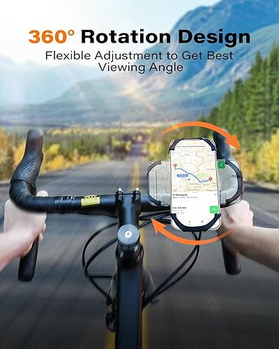Miniatura 3 de A2C Soporte de teléfono para bicicleta, soporte de teléfono de rotación de 360 para bicicleta, soporte de teléfono para manillar de bicicleta de