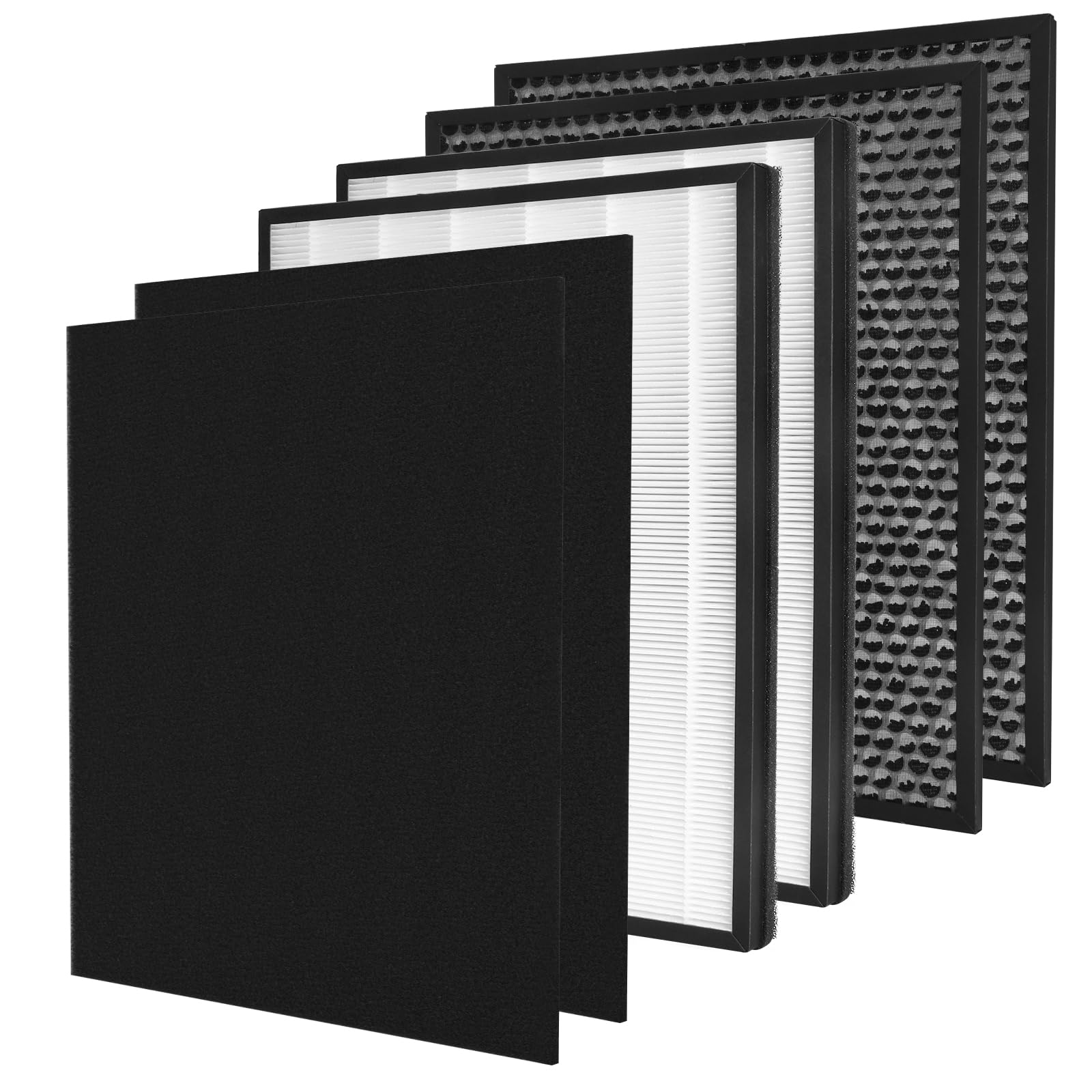 Paquete de 2 filtros de repuesto IC-4524 compatibles con el purificador de aire InvisiClean Claro IC-4524, 2 piezas True HEPA, 2 filtros de carbón activado y 2 prefiltros de nailon