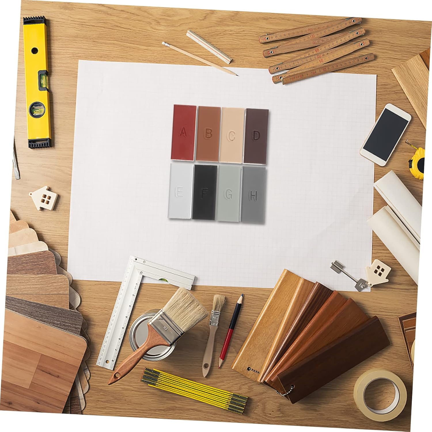 Housoutil 2sets Tile Repair Kit Ceramic Filler for Cracks Scratches Wax Blocks for Laminate Floors Porcelain Sinks Furniture Restoration