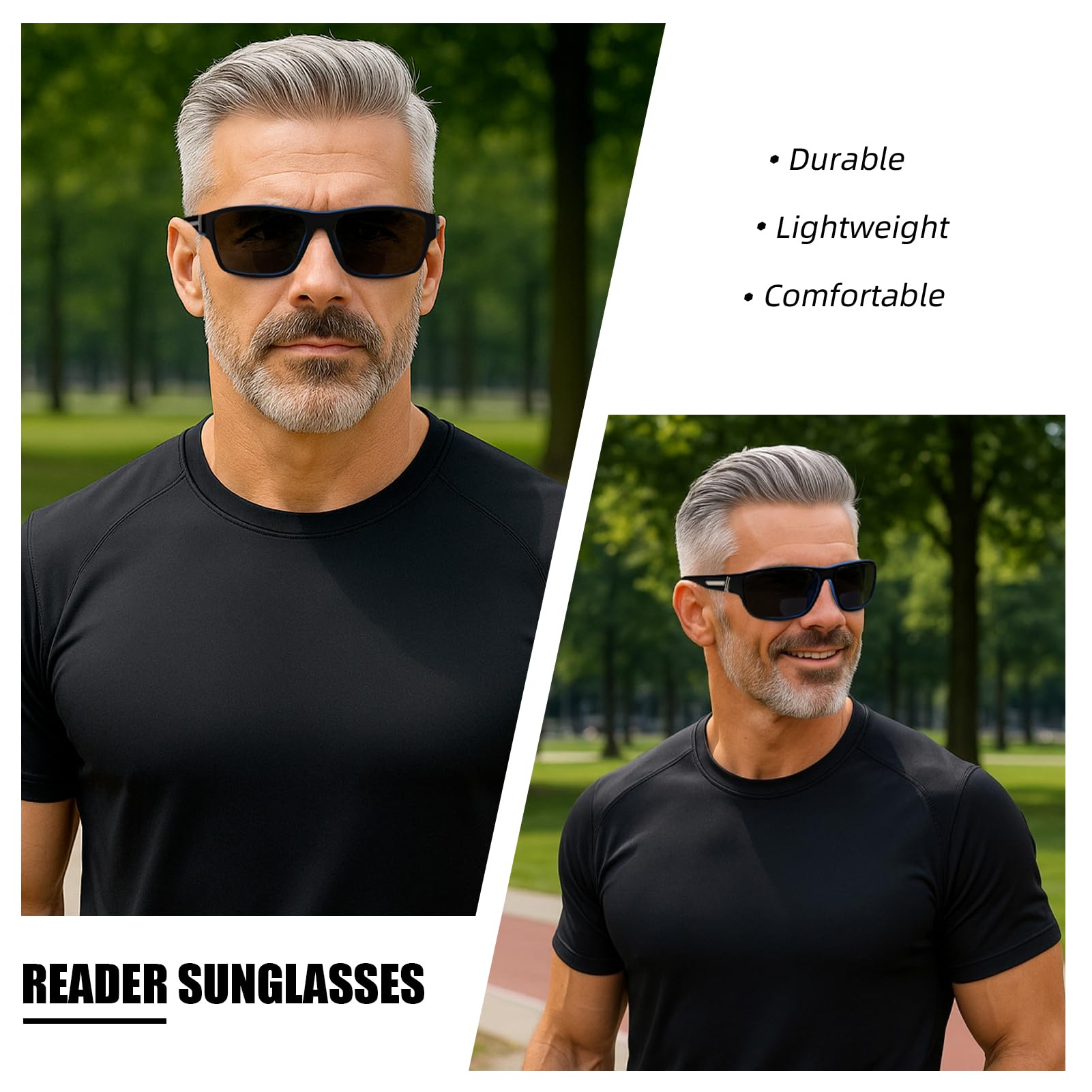 2 Pack Bifokale Sonnenbrille für Herren mit integrierten Lesegeräten, TR90 Rahmen UV400 Schutz für Outdoor-Sportarten