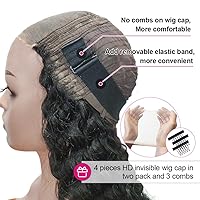 Vista 3 de Yuzhou Grace Pelucas de encaje HD 5x5 de cabello humano con cierre de encaje sin pegamento, pelucas de cabello humano previamente desplumadas