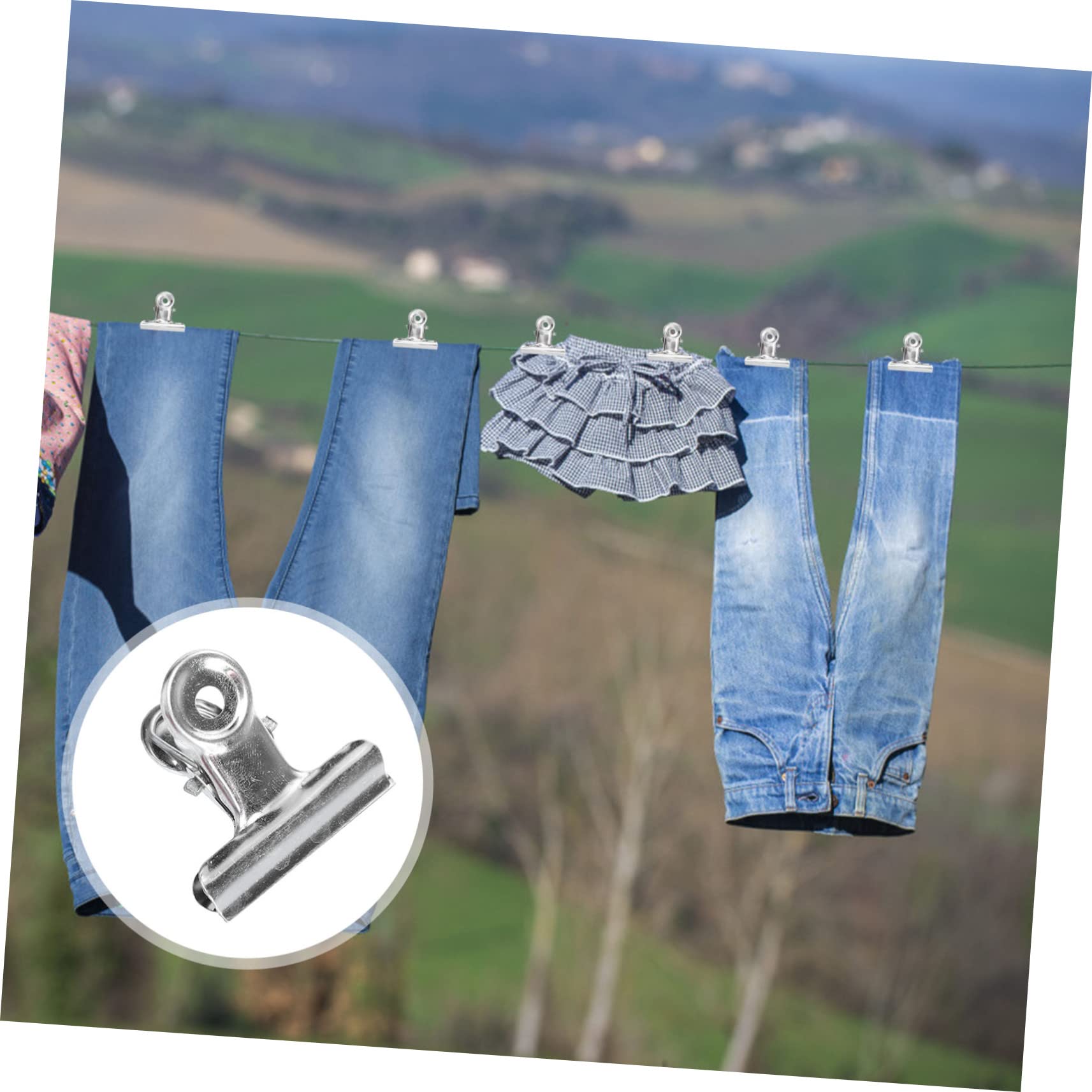 Amosfun 3 Set Mollette Bucato Acciaio Inossidabile Resistenti E Antiscivolo Clip Fissaggio Antivento Per Abbigliamento E Biancheria Pinze Metallo Con Grip Design Compatto Tutte 30 Pezzi*3