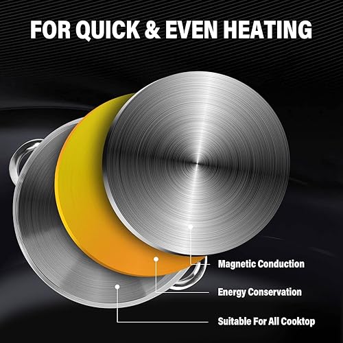 Miniatura 6 de Macetas con tapa olla de acero inoxidable de 8 cuartos de galón olla de sopa olla de inducción utensilios de cocina olla con tapa de vidrio