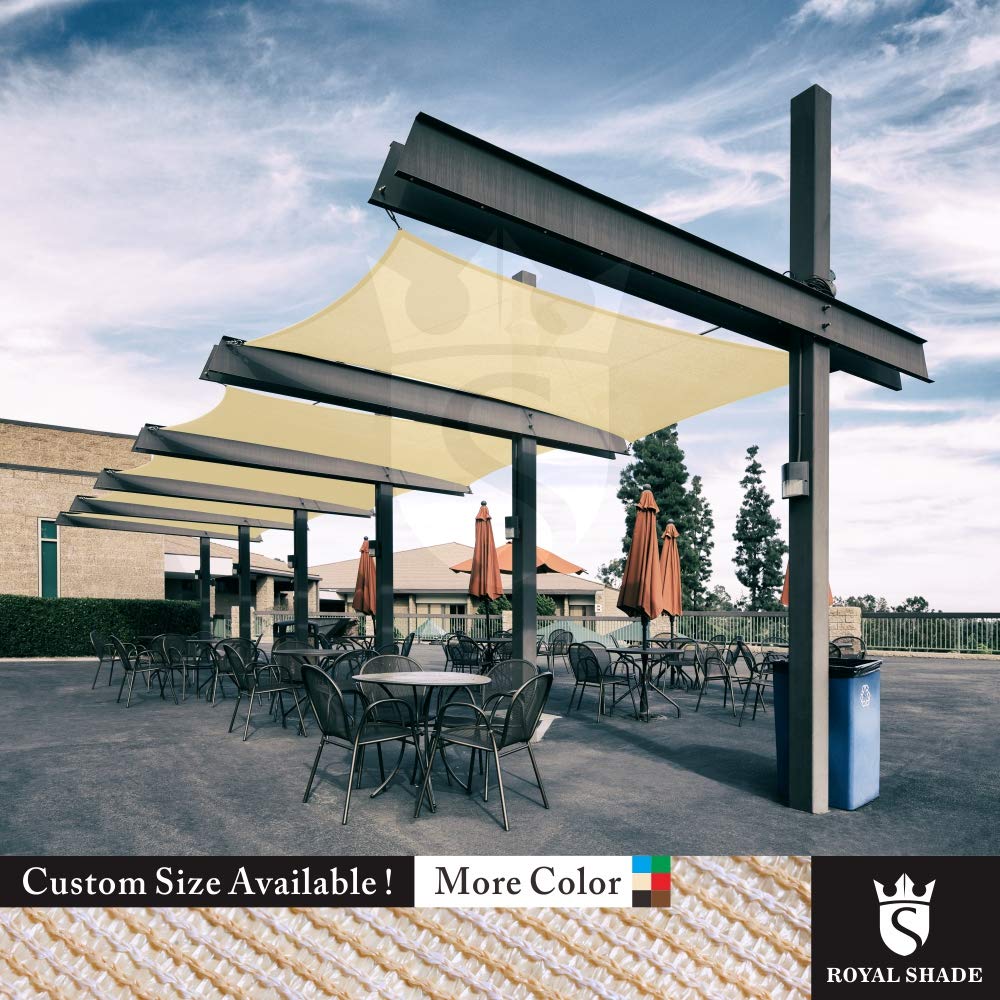 Royal Shade 10' x 13' Beige Rectangle Custom Size Order to Make RTAPR1013 Sun Shade Sail Canopy Mesh UV Block Triangle - Commercial Standard Heavy Duty - 200GSM - 3 Years Warranty