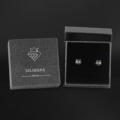 Miniatura 7 de Aretes de plata de ley con diseño de dinosaurio, tortuga, oveja, libélula, panda, conejo, hongo, gato, araña, aretes hipoalergénicos, joyería para