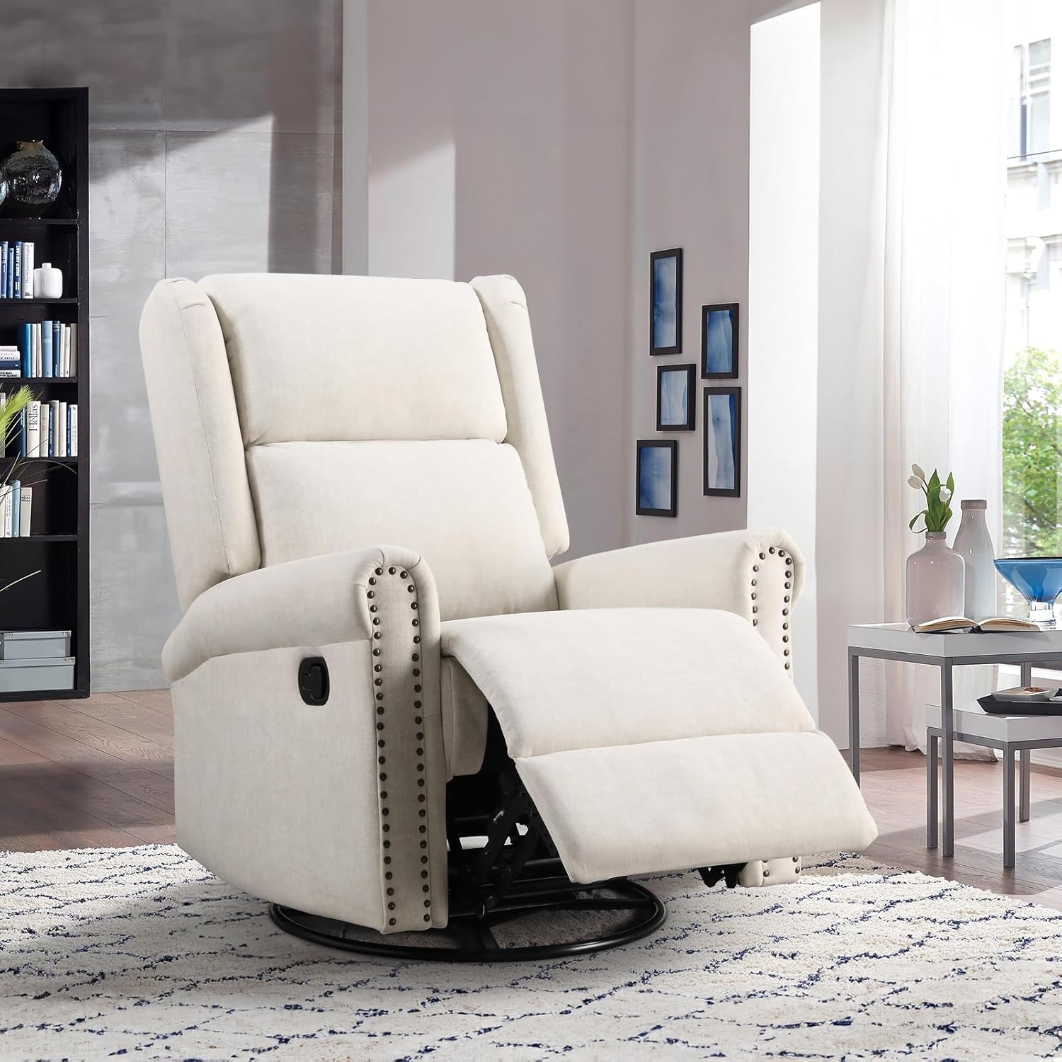 Antetek Swivel Rocking Recliner Chair, Velvet Nursery