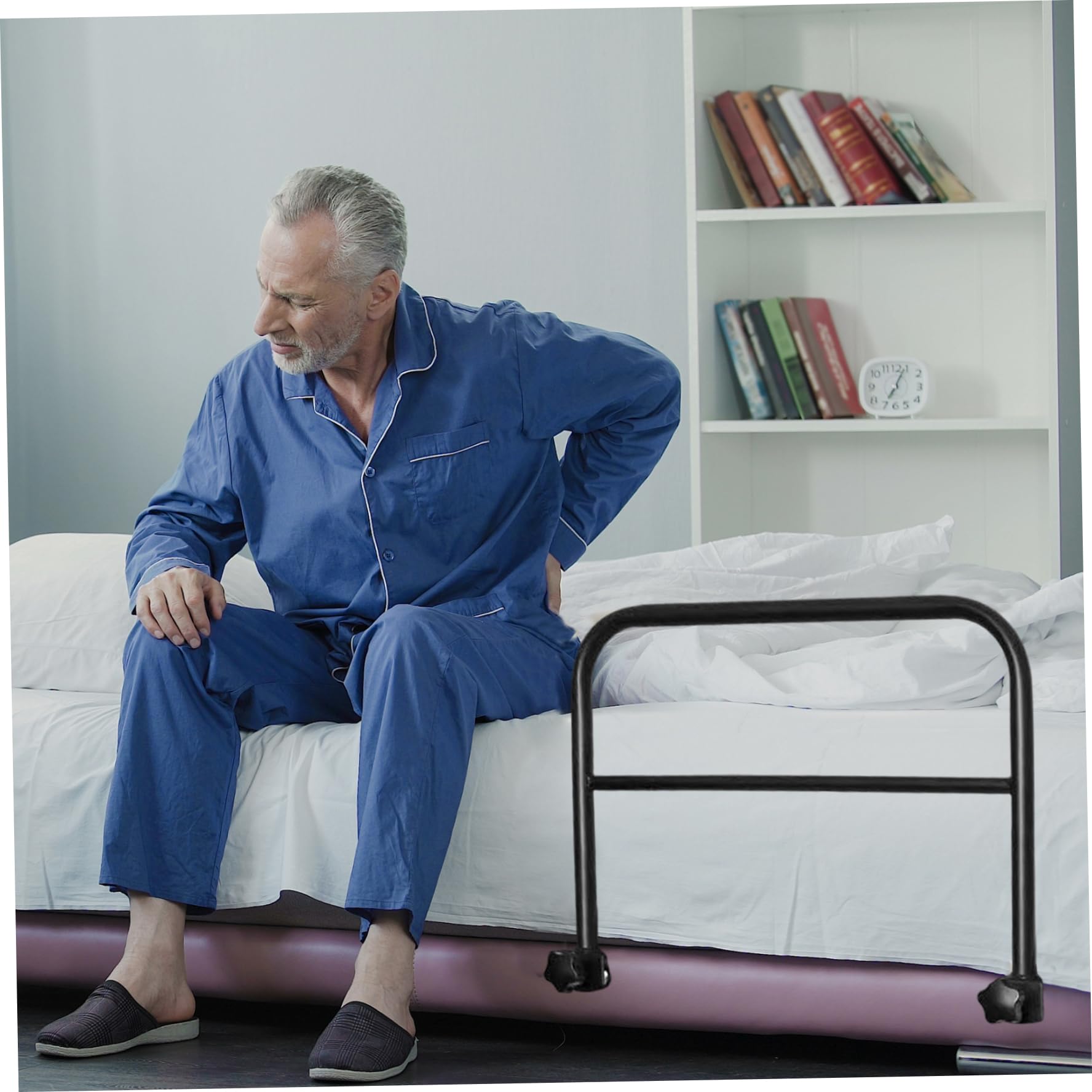 Barandillas de Cama para Adultos Mayores, Ajustables, de Metal, con Clip y sin taladros, para Estudiantes, Embarazadas y Personas con discapacidad.