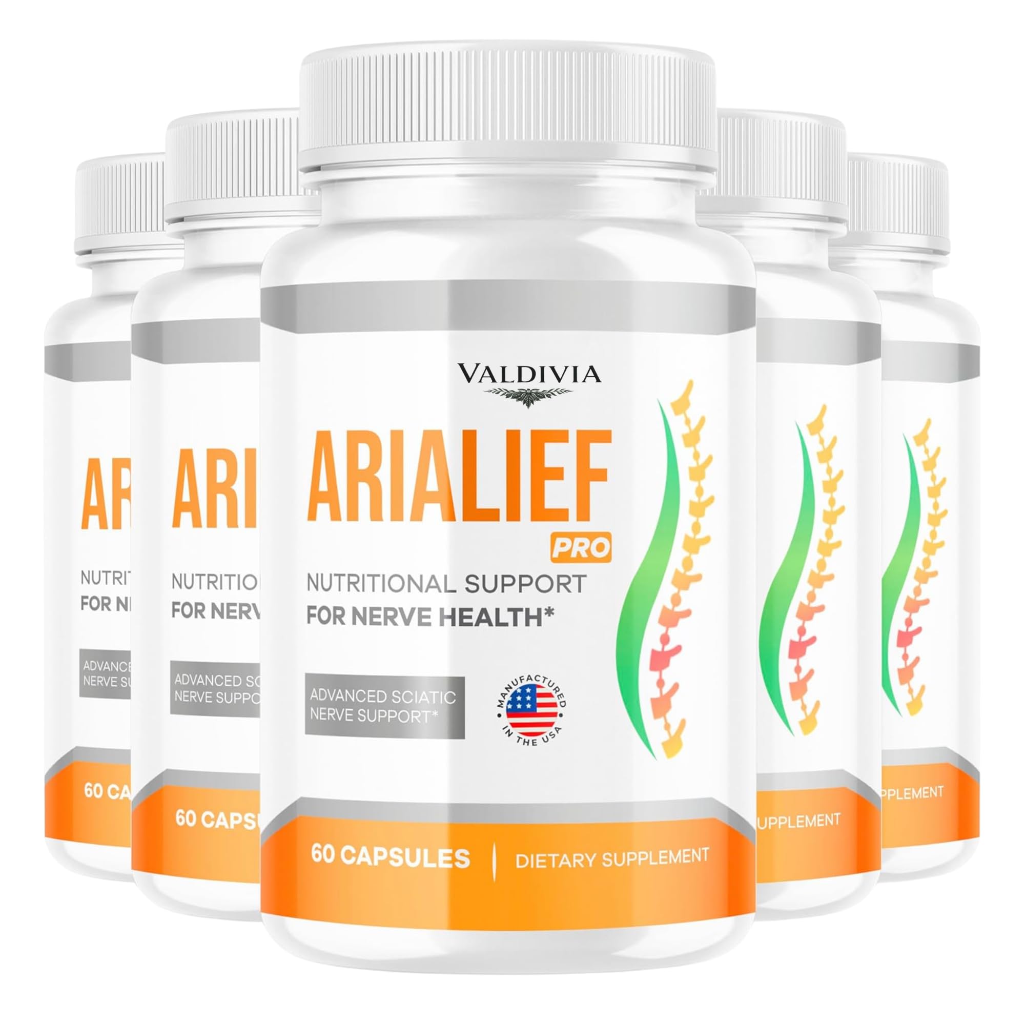 Valdivia (5 Pack) Arialief Pro Capsules for Sciatica, Arialeaf Nutritional Support for Nerve Health, Arialeaf Prime Palm Sciatica, Aria Leaf Primepalm Aria LIEF Vitamin, 5 Months