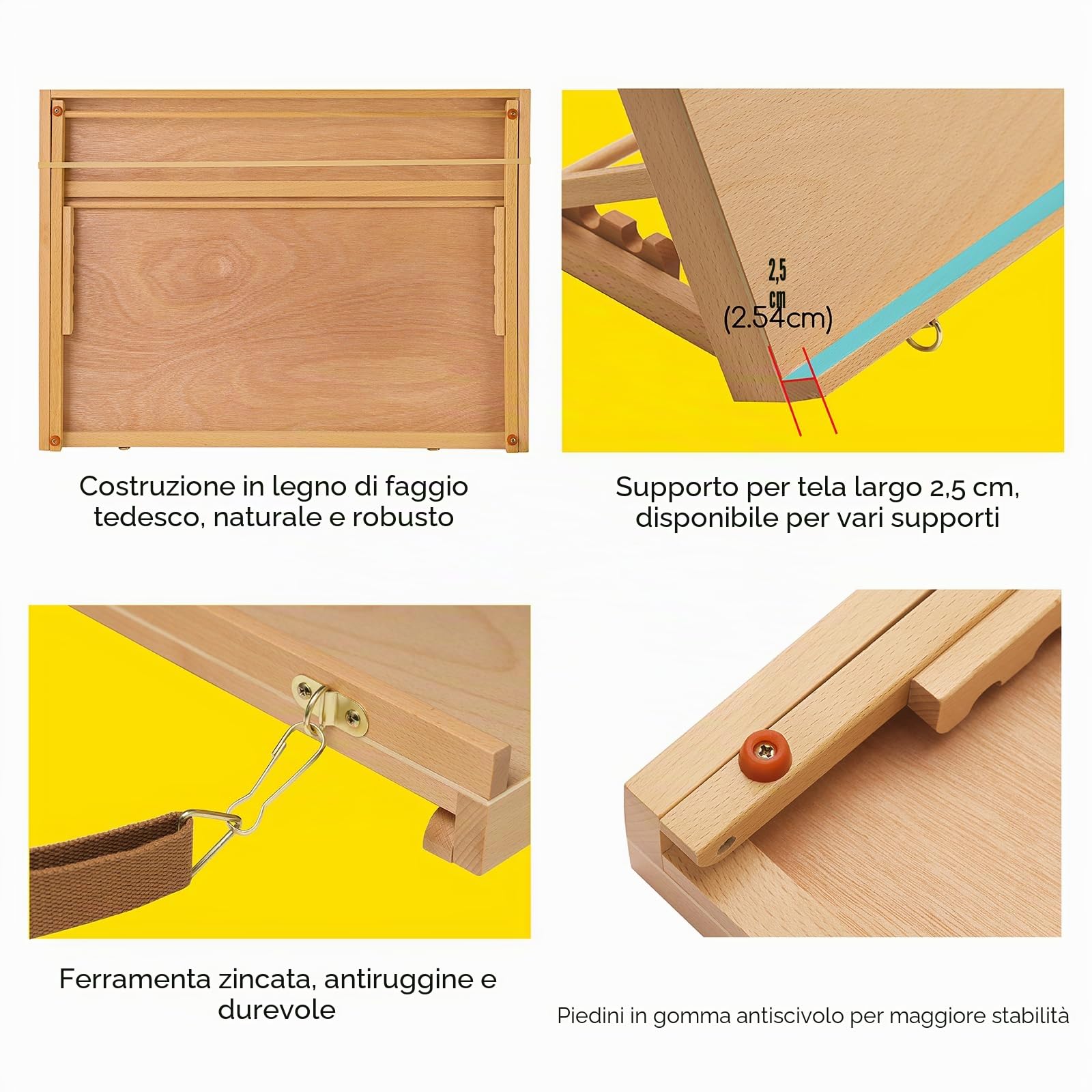 MEEDEN Cavalletto da scrivania regolabile Art Stand: cavalletto da disegno A2 a 5 posizioni, cavalletto da tavolo portatile con cintura per il trasporto, robusto cavalletto da tavolo in legno di