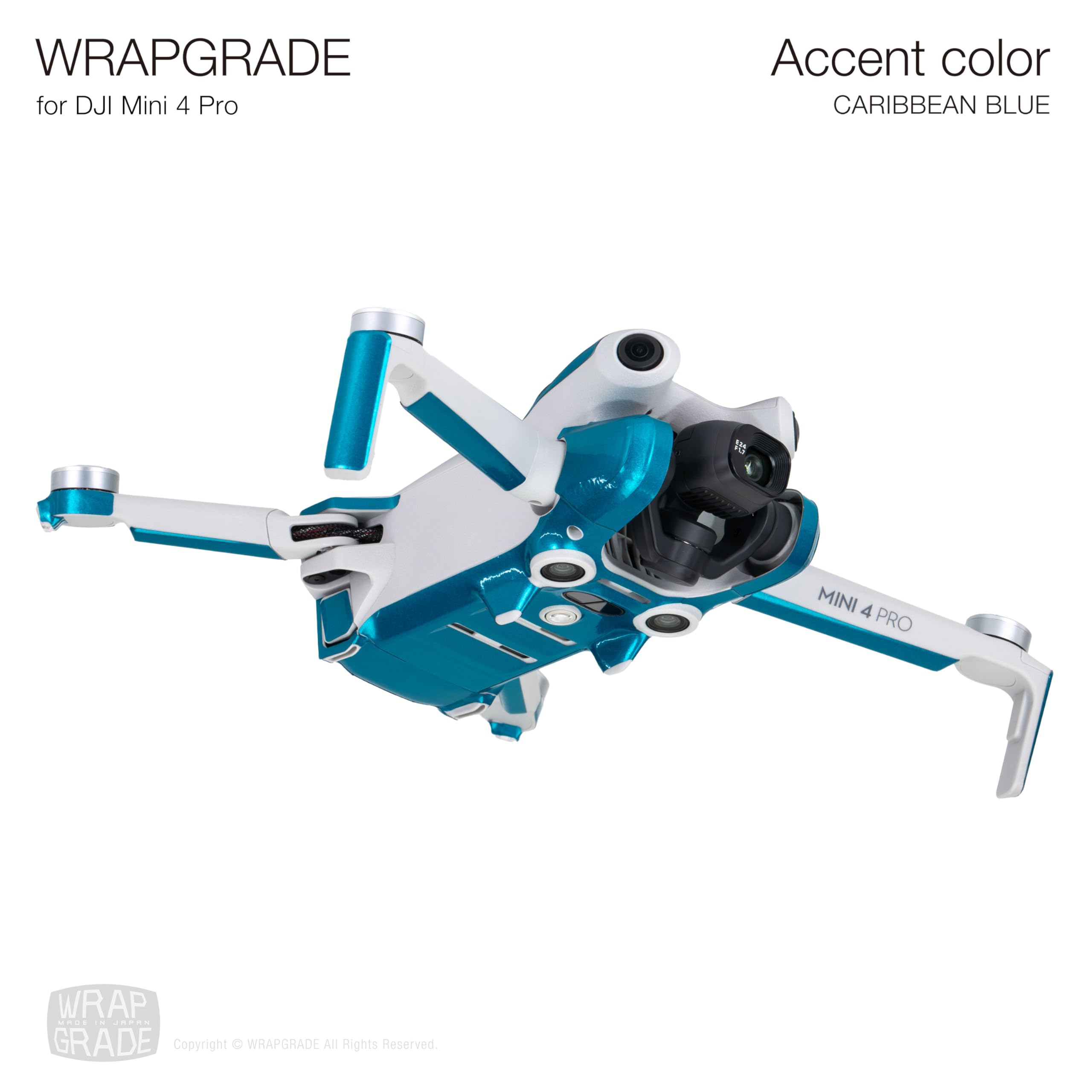 WRAPGRADE Skin Stickers Compatible with DJI Mini 4 Pro, Caribbean Blue - Image 4