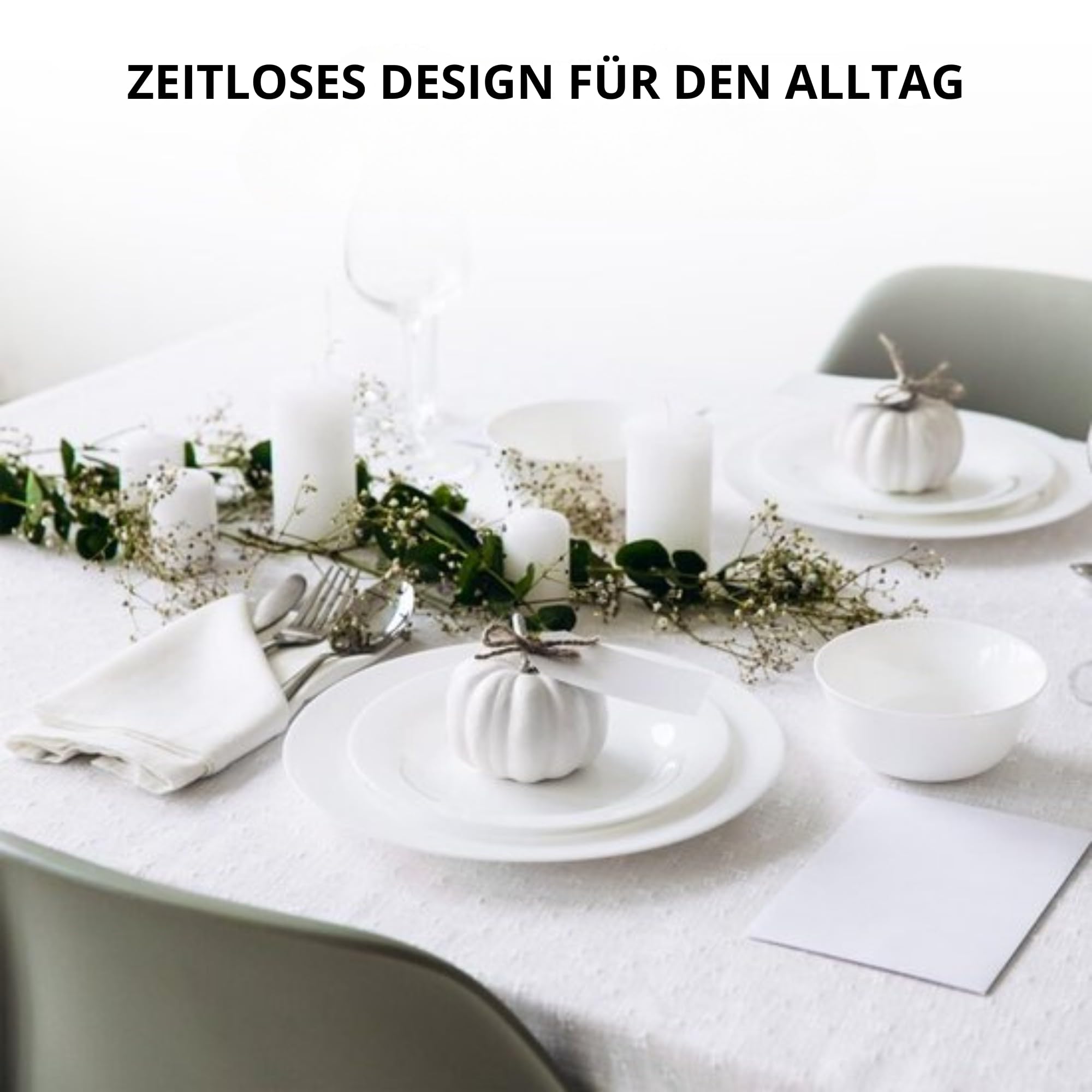 Bayt Geschirrset 6 personen, 30-teilig, Teller set aus Porzellan, Modernes weißes Geschirr für Alltag & besondere Anlässe, Spülmaschinen- & mikrowellengeeignet, Stapelbar (Weiß)