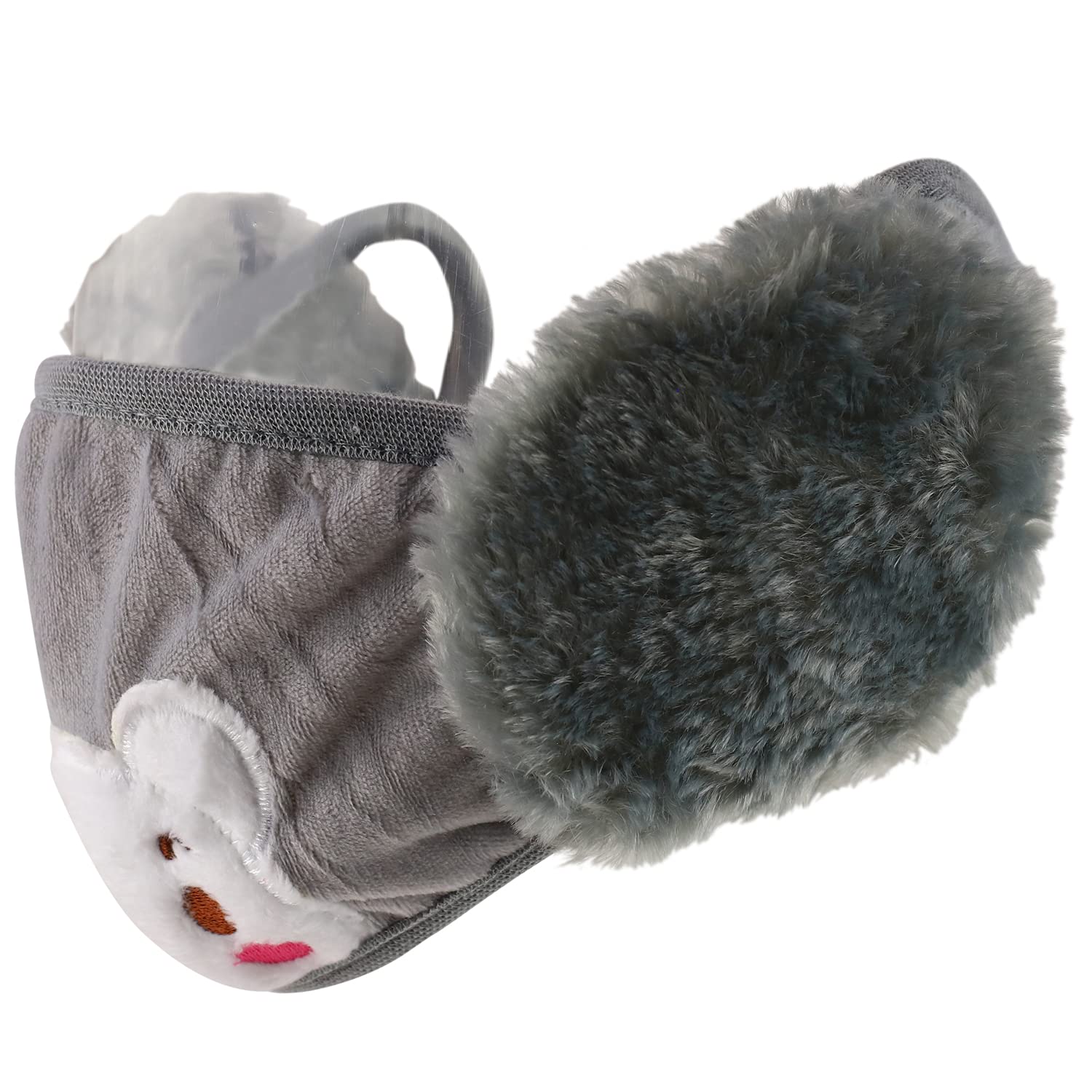 Trendy Apparel Shop Kids Winter Animal Face Cartoon Bear Mask &amp; Earmuffs