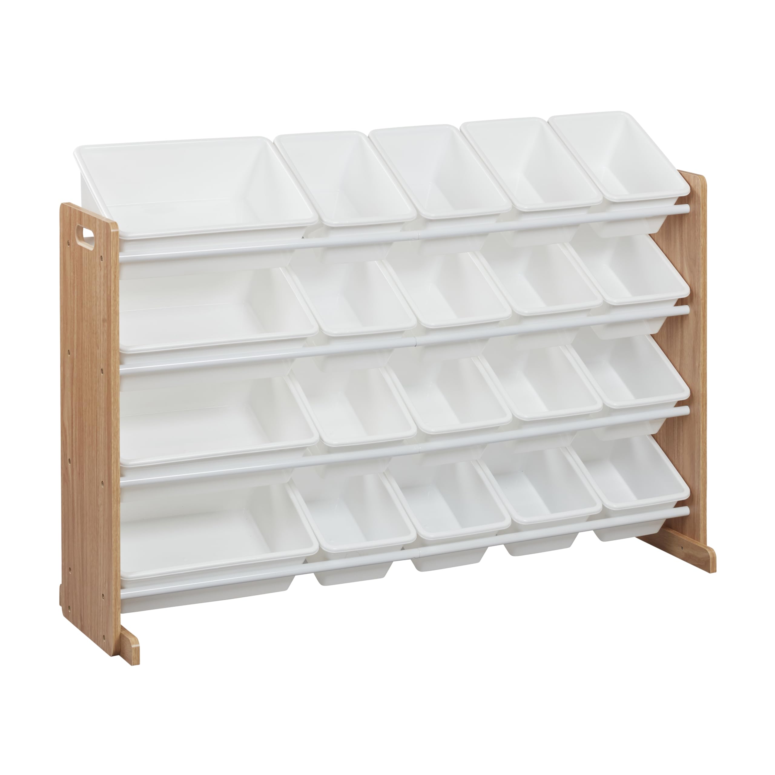 ECR4Kids 4-Tier Organizer with 20 Bins, Toy Storage, Dark Natural/White