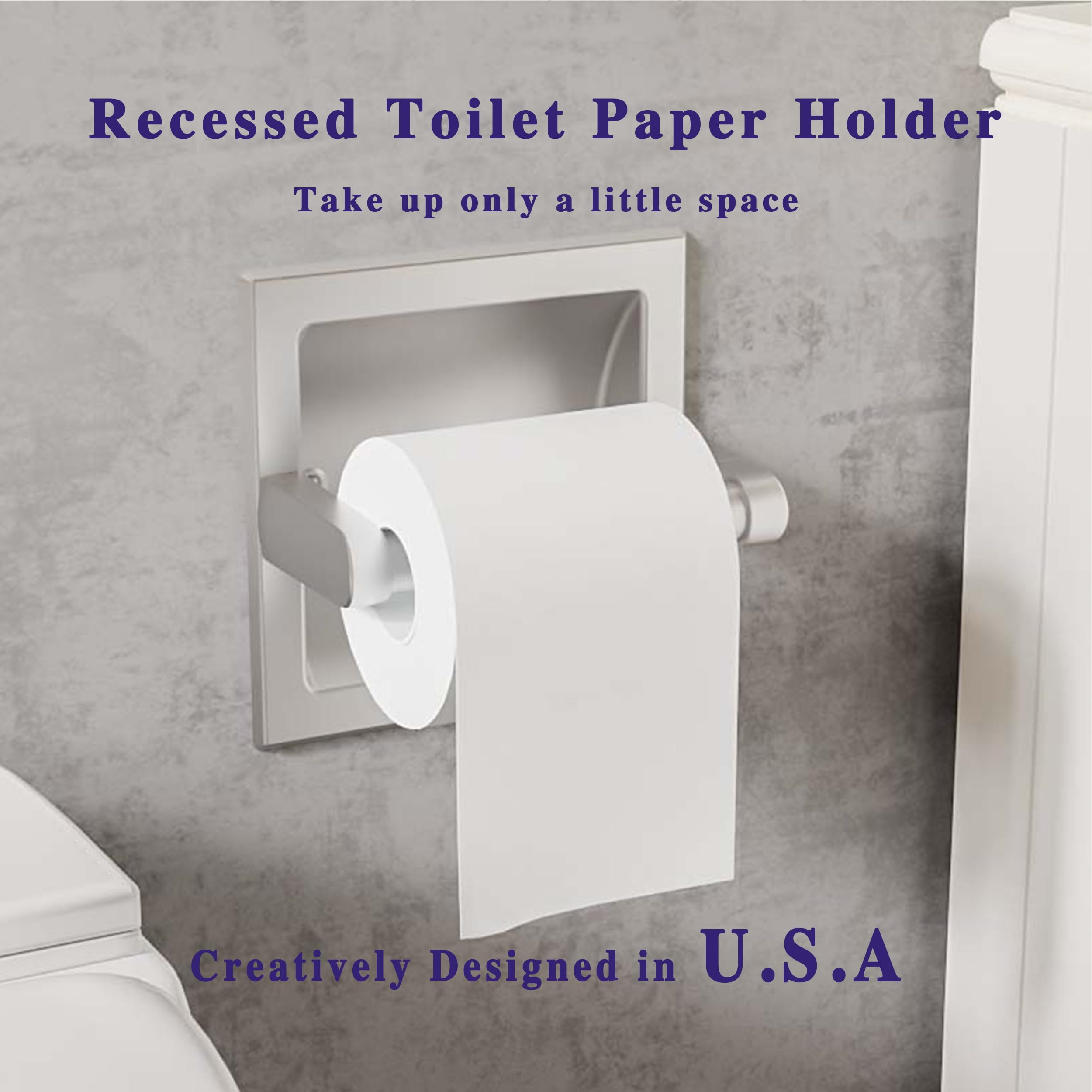 Recessed Toilet Paper Holder Wall Mount Brushed Nickel — Amazon image 2