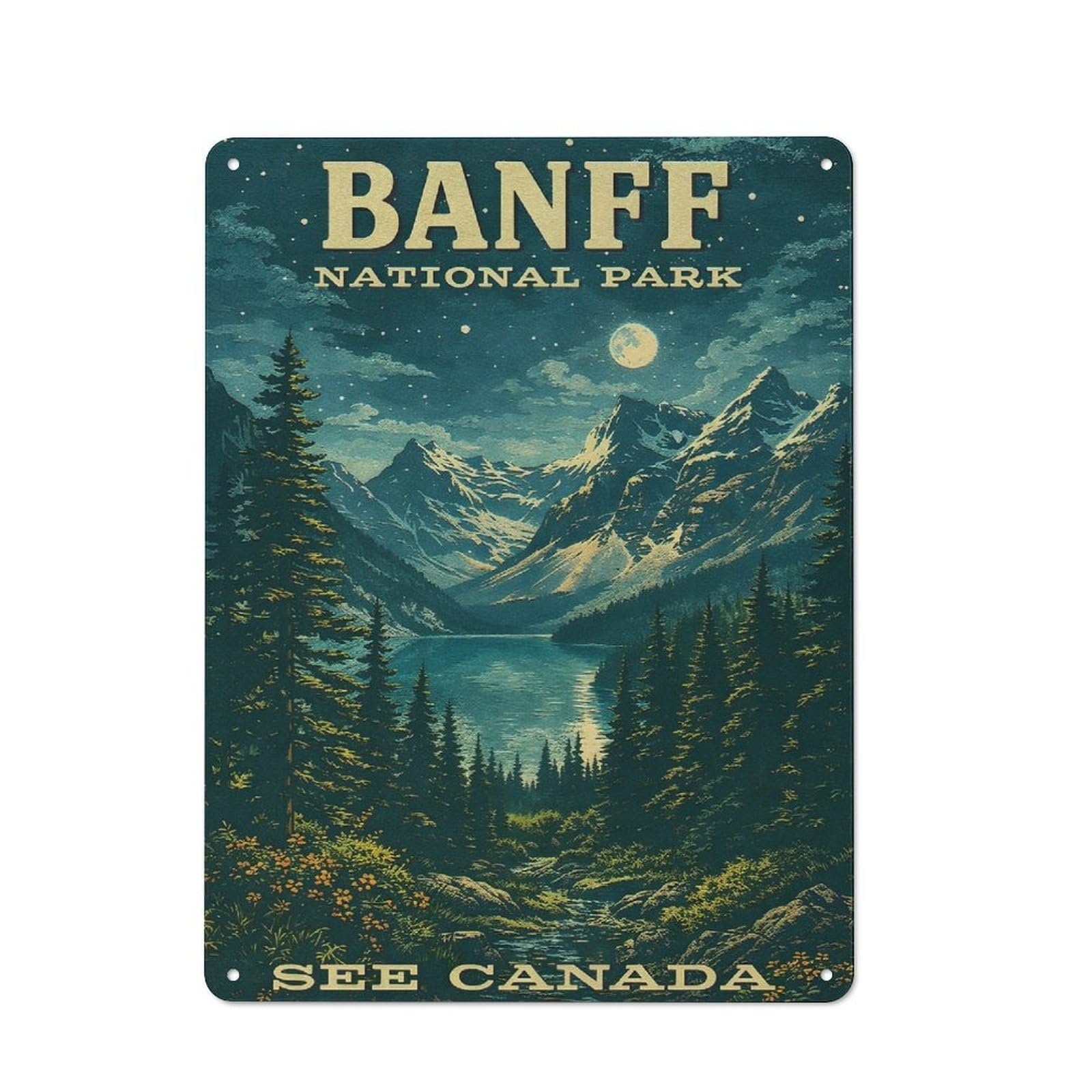 Junmoney Style-8 Tin Wall Plaque 40X30cm With Banff National Park Vintage (3) For Bar Or Restaurant, For Hospitality Decor Collectors