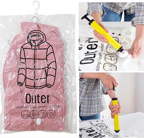 Miniatura 7 de Bolsas colgantes de almacenamiento al vacío, bolsas reutilizables para almacenamiento al vacío para ropa, abrigos, chaquetas, bolsa de