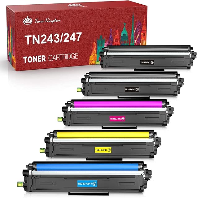 Toner Kingdom TN-243cmyk toner value pack TN247 TN243 Toner Cartridges Replacement for Compatible Brother DCP-L3550CDW HL-L3210CW DCP-L3510CDW HL-L3230CDW MFC-L3710CW MFC-L3770CDN MFC-L3750CDW(5 Pack)
