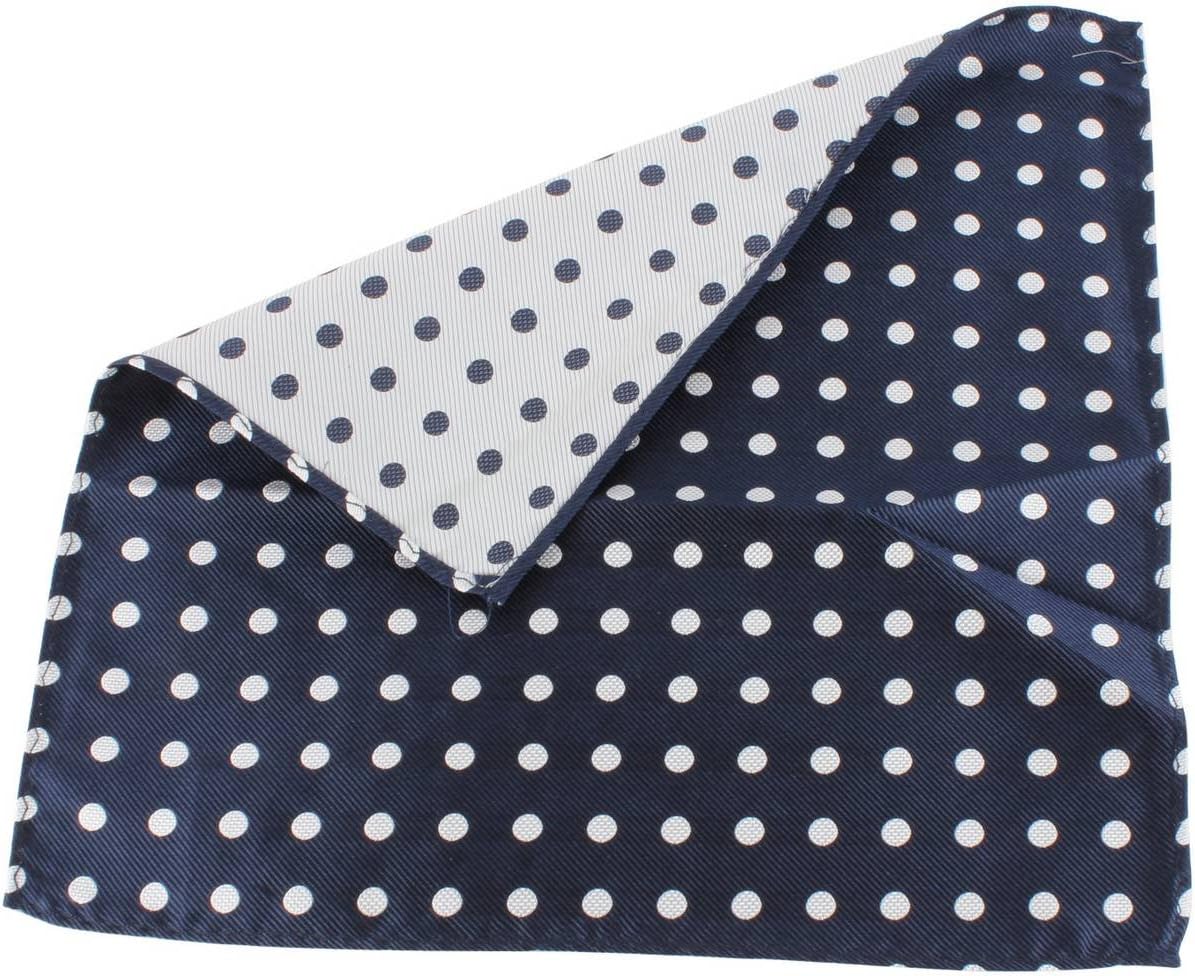 ネイビー/ホワイトポルカドットシルクポケットスクエアby Knightsbridge Neckwear
