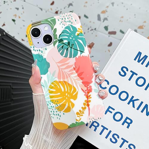 Miniatura 8 de J.west Funda para iPhone 13 de 6.1 pulgadas, estilo bohemio moderno de verano, patrón floral abstracto con hojas botánicas tropicales, flores,