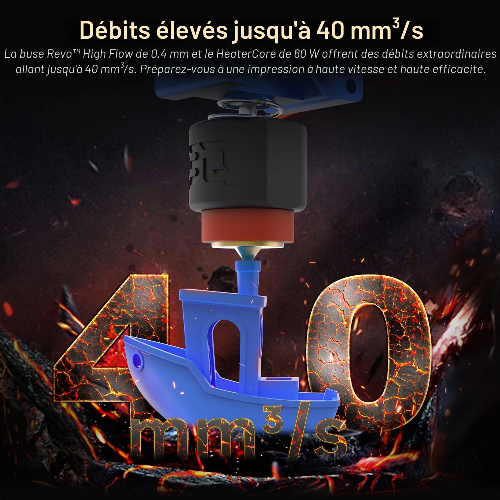 BIQU E3D Panda Revo Hotend compatible avec Bambu-Lab X1C, avec buse E3D Rapid Change Revo Nozzle, mise à niveau Drop-in, hotend à haut débit jusqu'à 40 mm3/s
