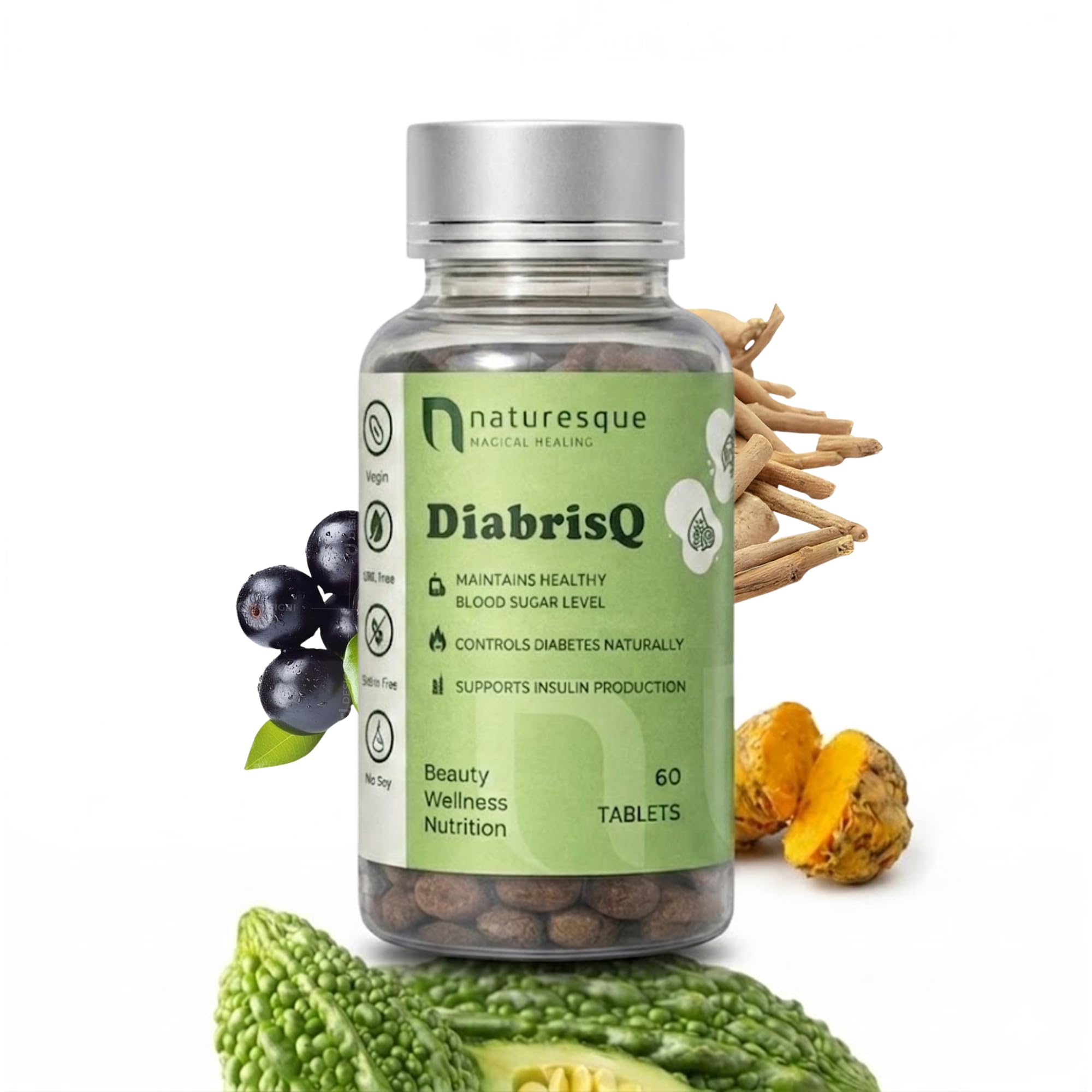 Naturesque Ayurvedic Diabetes Management Tablets | Blood Sugar Support with Gudmar, Daru Haldi, Karela, Jamun Gutli & Ashwagandha | Glucose Regulator & Insulin Control | 60 Tablets (Pack of 1)-image-24