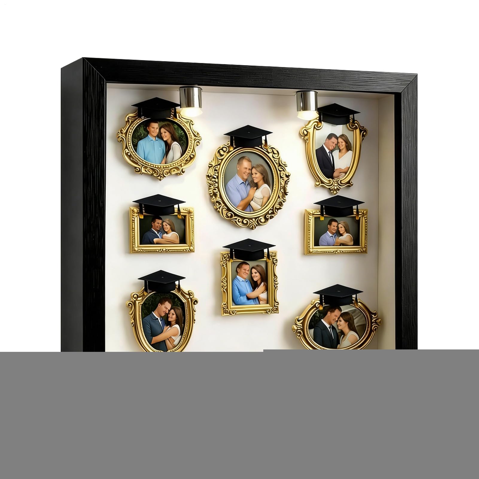 Juego de marcos de fotos tipo silueta de museo para recuerdos de boda