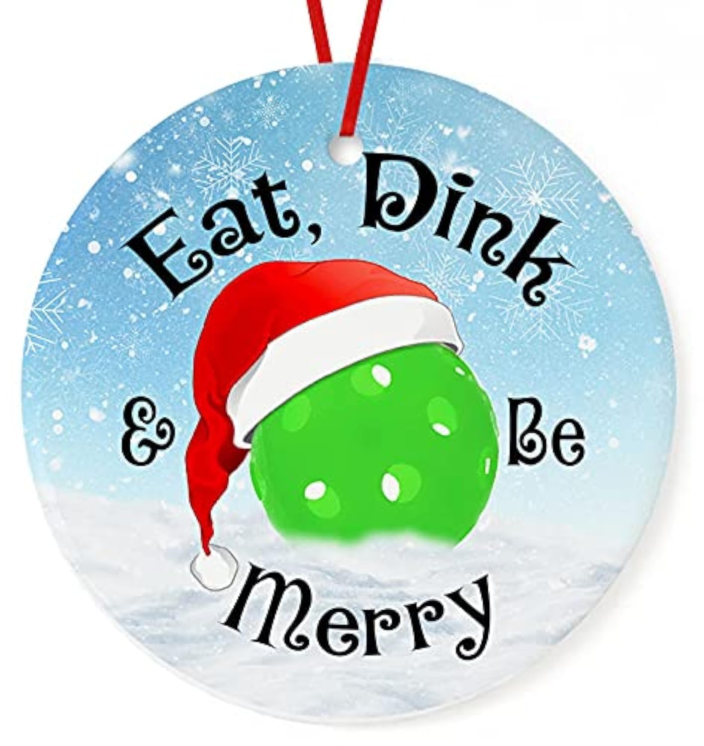 Ornement céramique sapin de Noël Eat Drink and Be Merry idée cadeau
