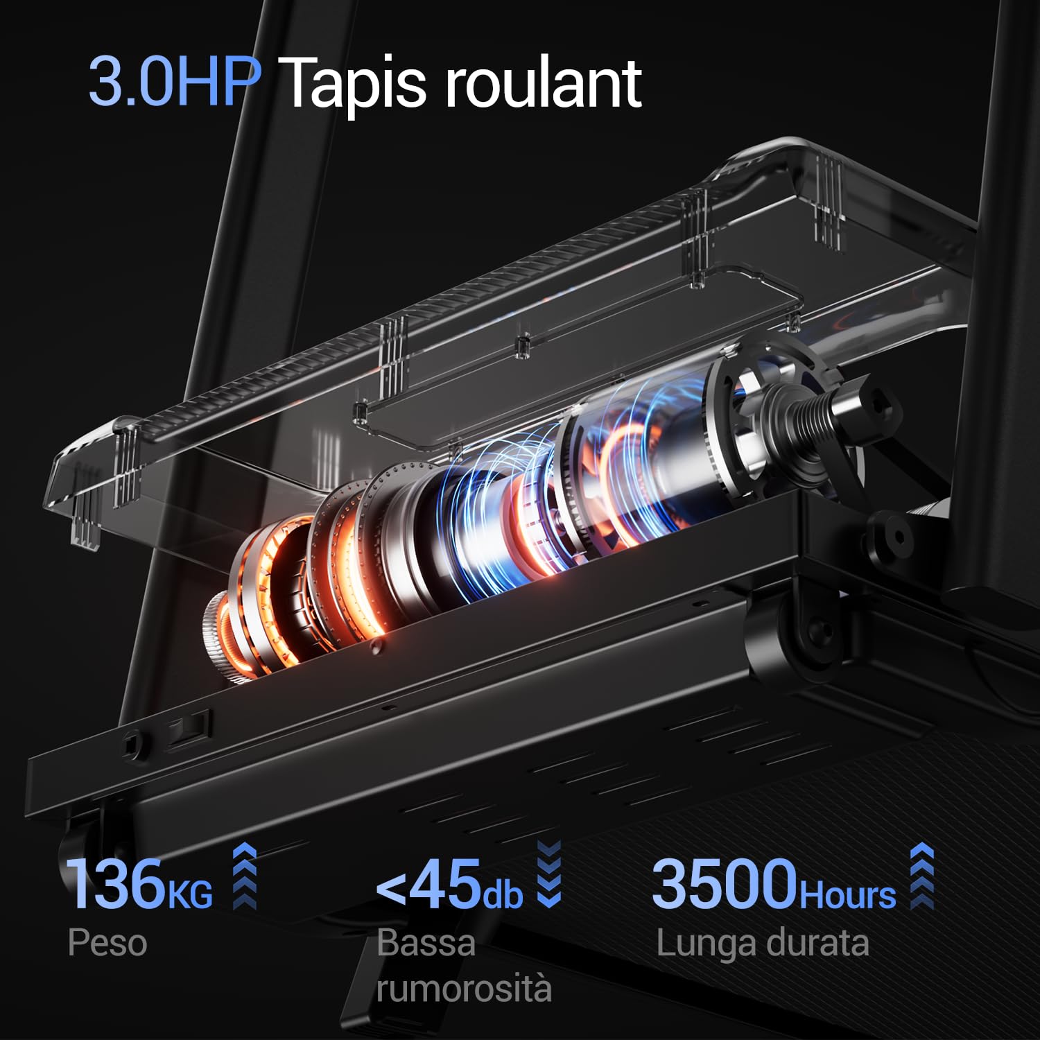 UMAY Tapis Roulant Salvaspazio con Inclinazione 15%, Tapis Roulant Elettrico 12KM/H, Tapirulan Pieghevole da Casa con Motore da 3.0 HP e Display LED, Carico Massimo 136KG