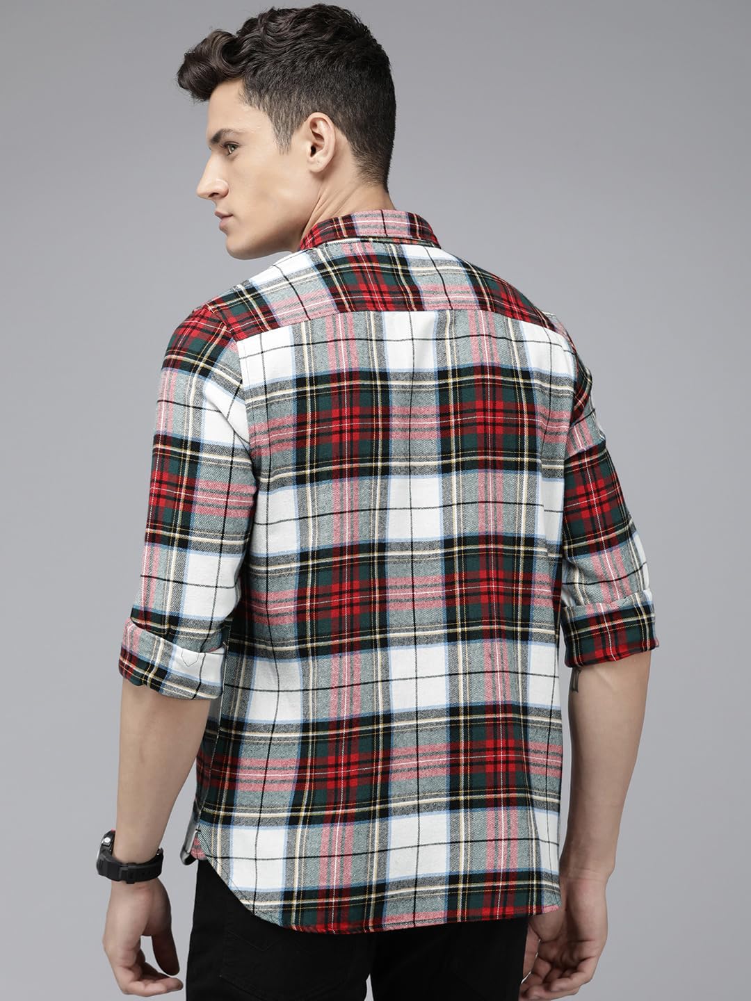 THE BEAR HOUSE Men Multi Checked Slim Fit Flannel Cotton Casual Shirt 3