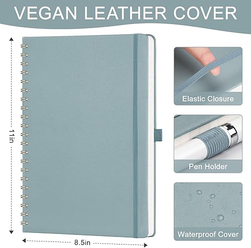 Miniatura 4 de AHGXG Cuaderno de espiral rayado de 8.5 x 11 pulgadas, cuadernos grandes A4 para mujeres y hombres, cuaderno de cuero de tapa dura con rayas