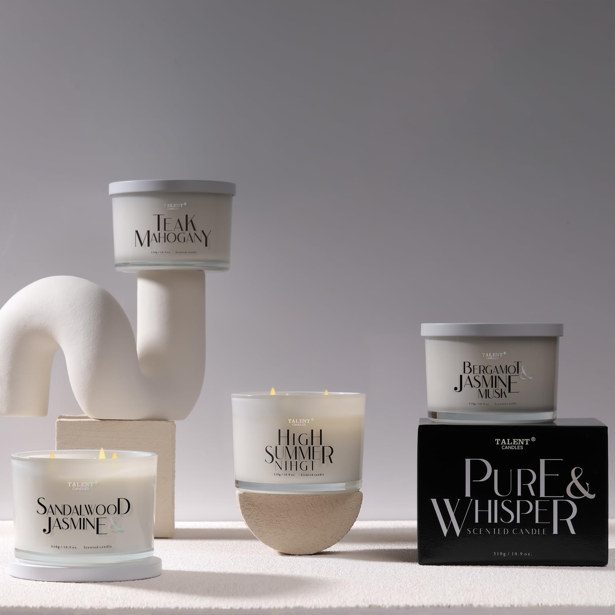 Duftkerze, TALENT Candles, 100% natürliches Sojawachs, 3 Dochte, Duftkerzen als Geschenk für Frauen und Männer, Einweihungskerzen, 10,93 oz Glaskerze, Hochsommernacht