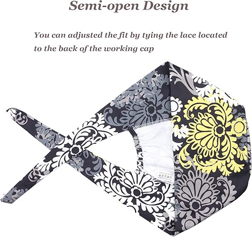 Miniatura 5 de Kousenpu - Gorro de trabajo ajustable con banda para el sudor, tejido de poliéster de primera calidad, antiarrugas, cómoda y duradera, para mujeres