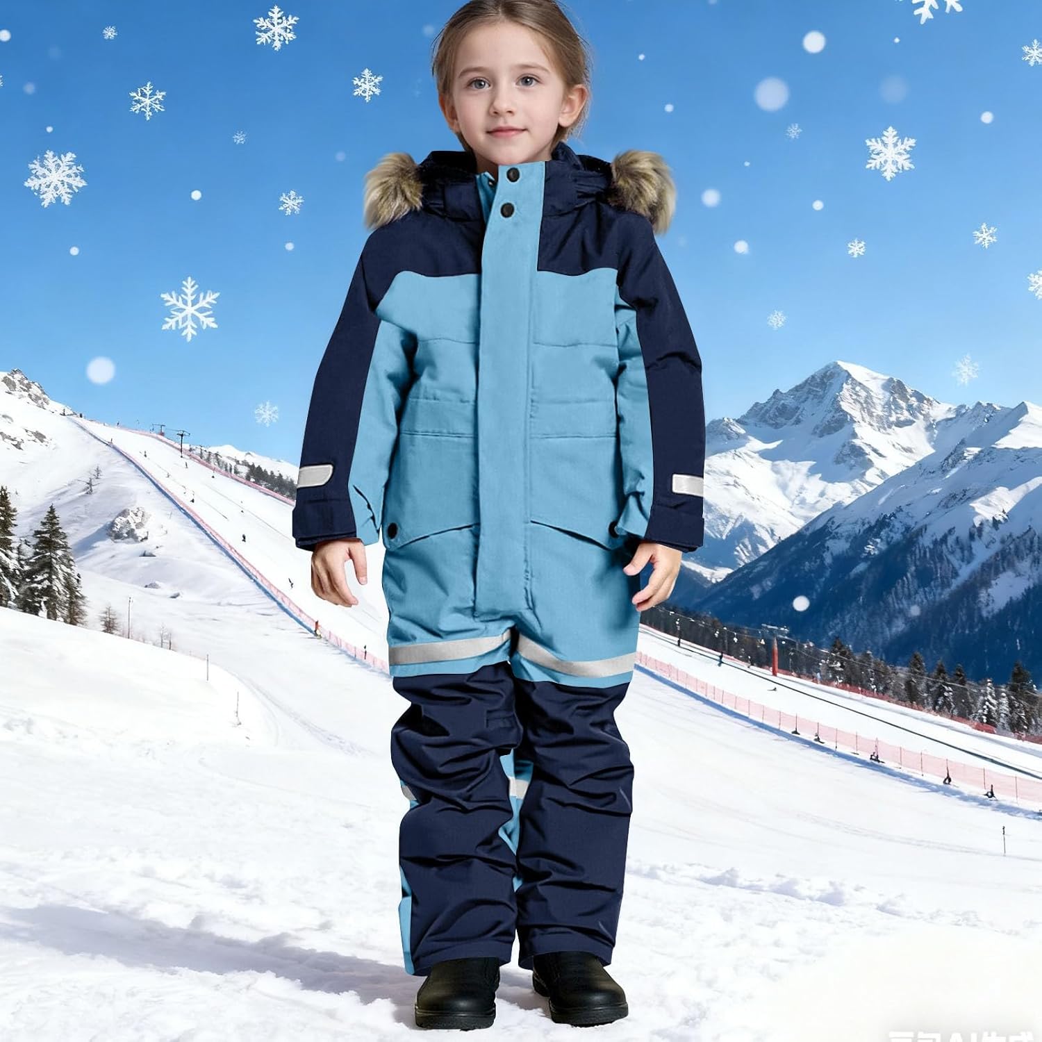 Kids Snow Suit Insulated Snow Bibs Winter Boys Girls Ski Suit Outdoor Waterproof Snowboard Overalls Toddler Snowsuit