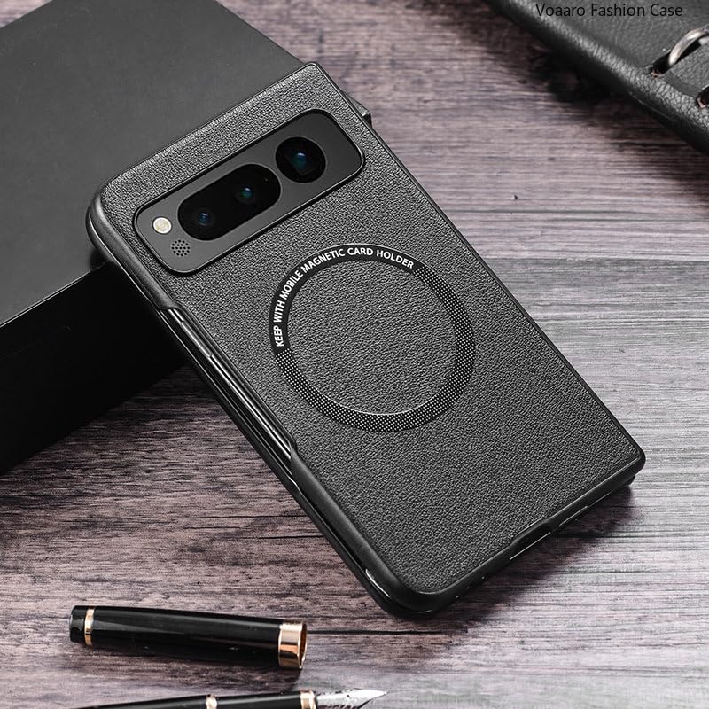 Case for Pixel Fold Premium PU Leather cover with Magsafe Wireless Charging Hard Back Cover For Google Pixel Fold Wireless Charging Hard Back Cover Shockproof Case Designed For Google Pixel Fold