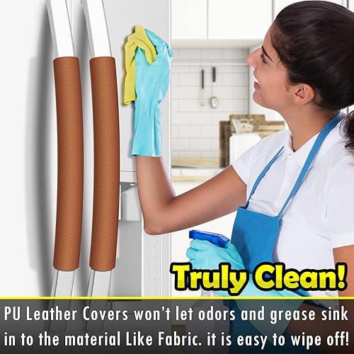 Vista 38 de Juego de 6 fundas de cuero para manijas de refrigerador, mantiene tu nevera, microondas, horno, estufa o lavavajillas limpio, mancha aceites sucios