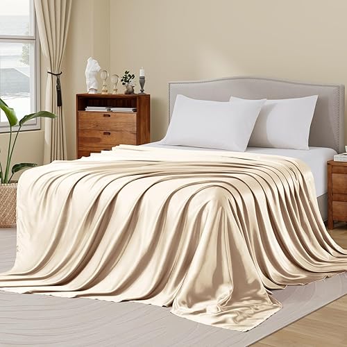 Miniatura 9 de Ersmak Sábana encimera de satén solamente, sábana encimera individual Queen, lujosa y ultrasuave, sedosa para colchón Queen, color negro