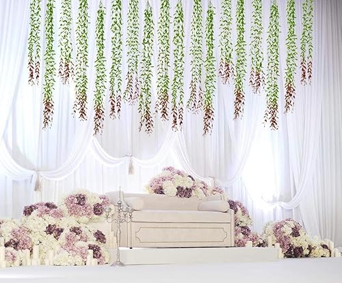 Vista 85 de CATTREE - Flores artificiales, paquete de flores de plástico flocado, plantas falsas, ramo de novia, interior, al aire libre, hogar, oficina, mesa