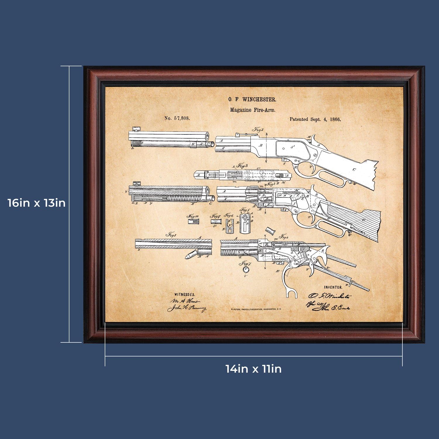 Amazon.com: Winchester Wall Art, Framed Patent Print of Winchester