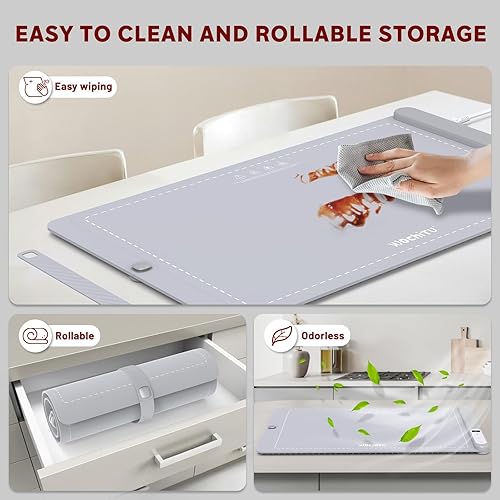 Miniatura 5 de WochiTV - Bandeja de calentamiento eléctrica con control de temperatura de 6 niveles y temporizador de 6 horas, calentador de alimentos extra