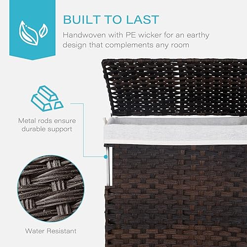 Miniatura 5 de 90L Clothes Hamper with Lid, Laundry Basket with Lid with 2 Removable Liner Bags, Large Hampers for Laundry with 6 Laundry Bags, Laundry Hamper with