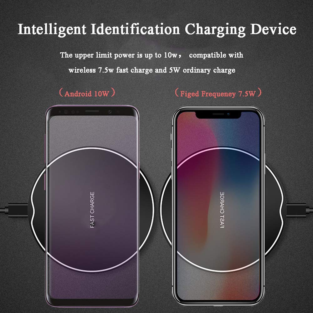 Ricarica Wireless 10W Ricarica Wireless Compatibile S9/S9 +/S8/S8 +, 7.5W Caricabatterie Wireless Compatibile iPhone XS/XS Max/XR/X/8/8 Plus, 5W per Tutti i Dispositivi Qi-Enabled, White