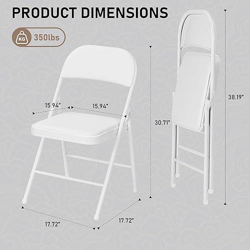 Miniatura 2 de SEALAMB Paquete de 6 sillas plegables con asientos acolchados y cojín, sillas plegables de metal duradero para bodas, sillas comerciales para