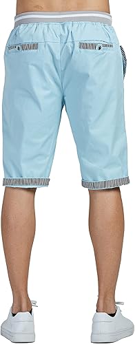 Miniatura 5 de Tansozer Pantalones cortos para hombre, estilo casual, ajuste clásico, con cordón y cintura elástica y bolsillos