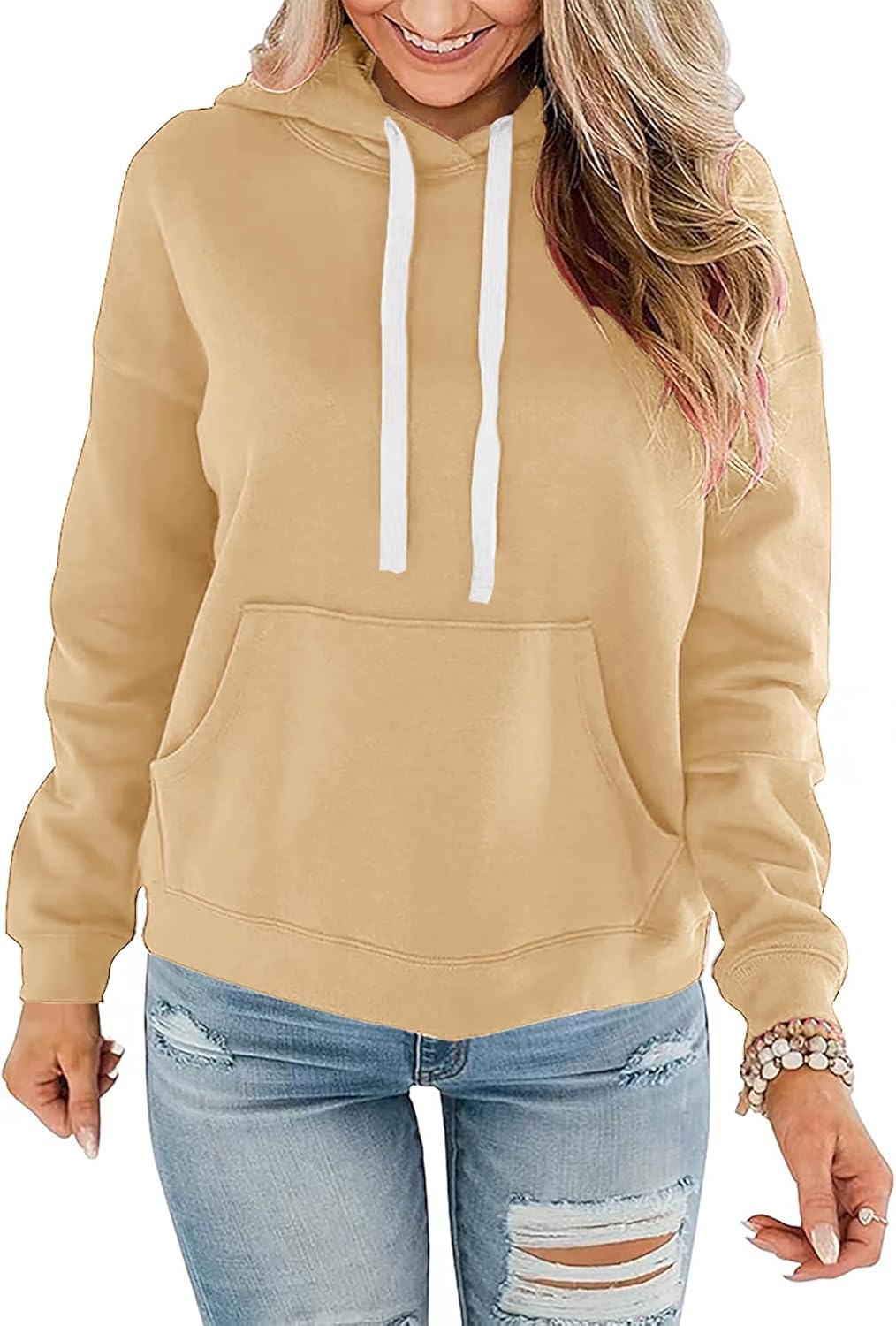 Women Hoodies Pullover Casual Thin Sweatshirts with Pockets Loose Fit Long Sleeve Drawstring Design Hoody Sweatshirt