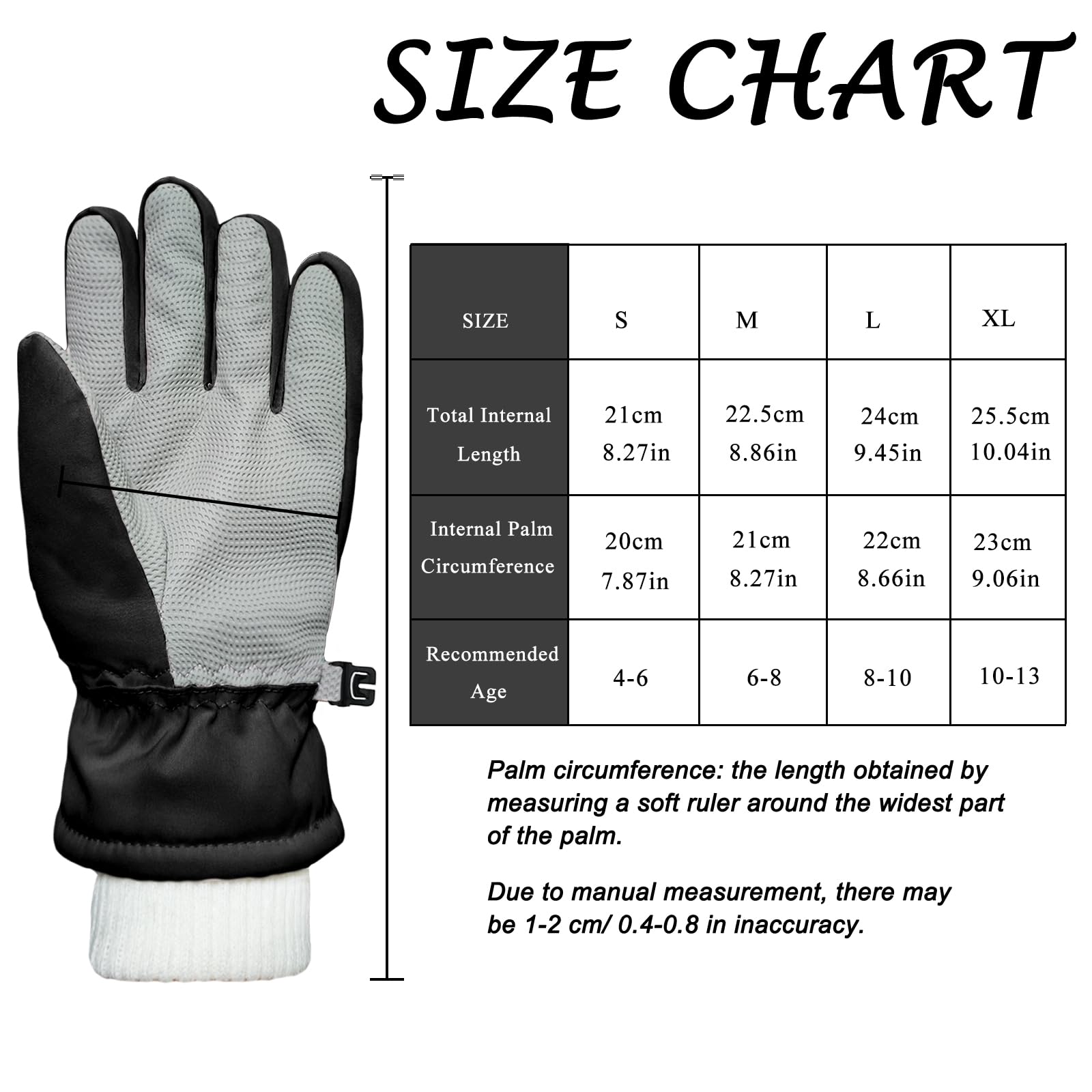Guantes de Esquí Impermeables para Niños Niñas, Guantes de Nieve Forro Polar Cálido para Snowboard