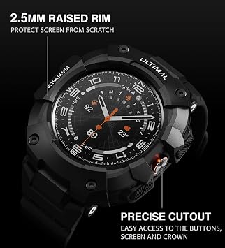 ULTIMAL Compatible with Samsung Galaxy Watch Ultra 2/1 47mm (2026/2025/2024), Rugged Military Grade Protective Bumper Cover, Adjustable Case with Band (Black)