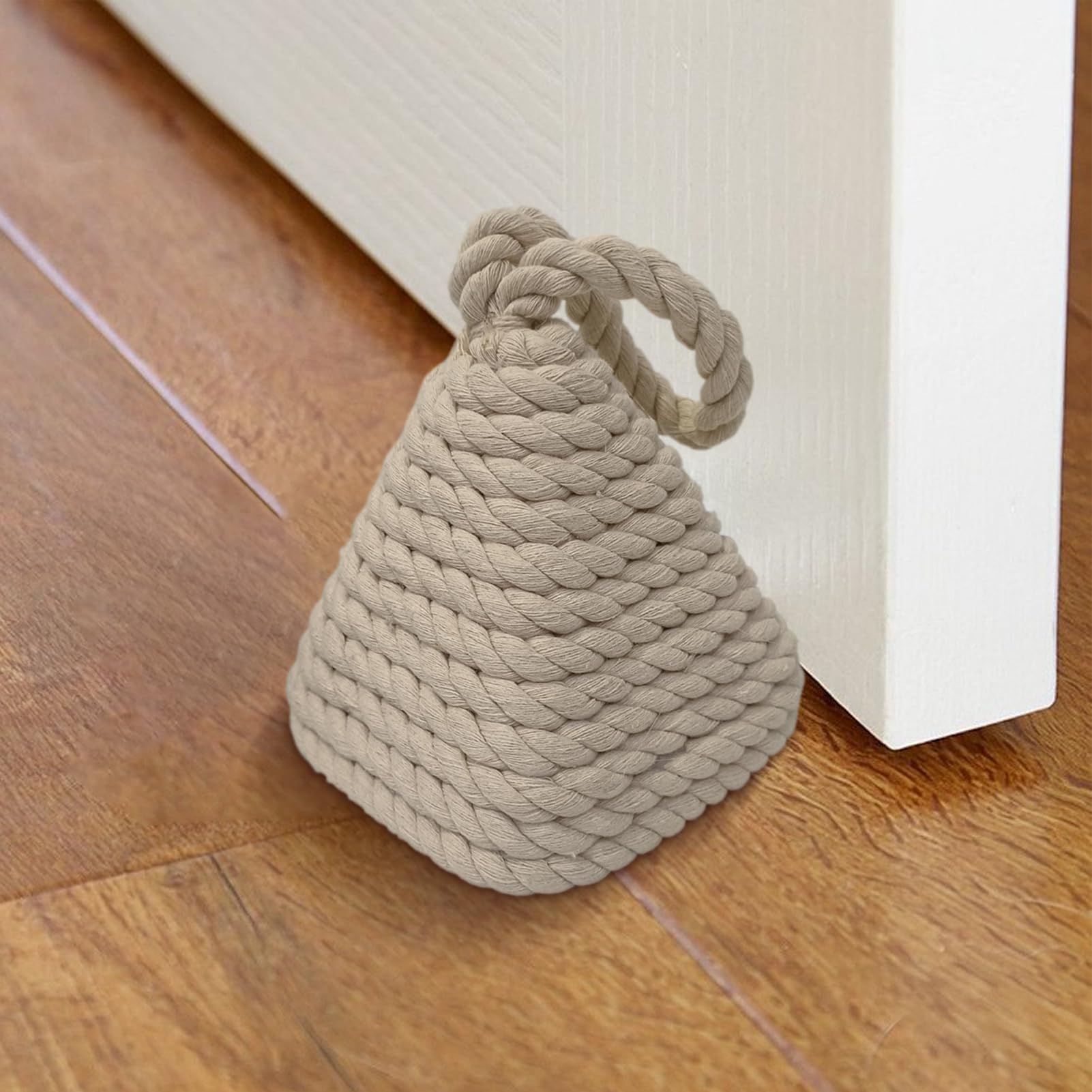 Tope de puerta – Tope de puerta de suelo, accesorio de mimbre natural | Tapón de puerta fiable de estilo náutico ancho, fácil de usar, antideslizante, tope de puerta de seguridad para suelos de mad