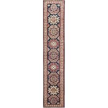 Space Cadet Afghan Super Kazak Natural Dyes Pure Wool Hand Knotted Runner Oriental Rug 2'7"x13'6"